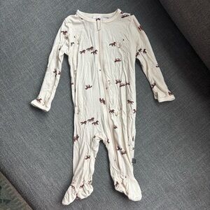 Cream Horse Print Kids One Piece